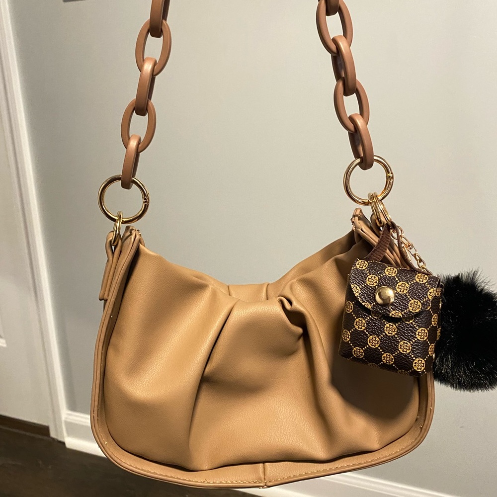 Elegant Tan Women's Bag with Chain Strap